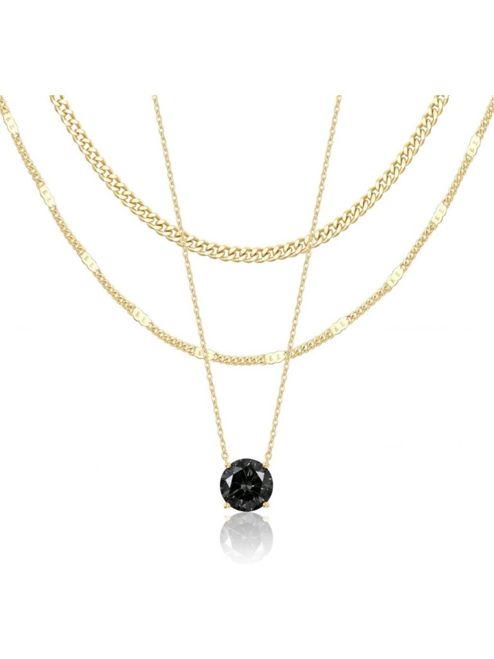 Layered Gold Necklaces Set - 14K Plated Dainty Pendant & Chunky Cuban Chain